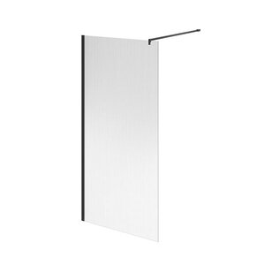 Изображение товара Душевая стенка со свободным входом Kerama Marazzi Cristallo CT.100.WI.BLK.M, 100 х 210 см, стекло рифленое, профиль черный матовый