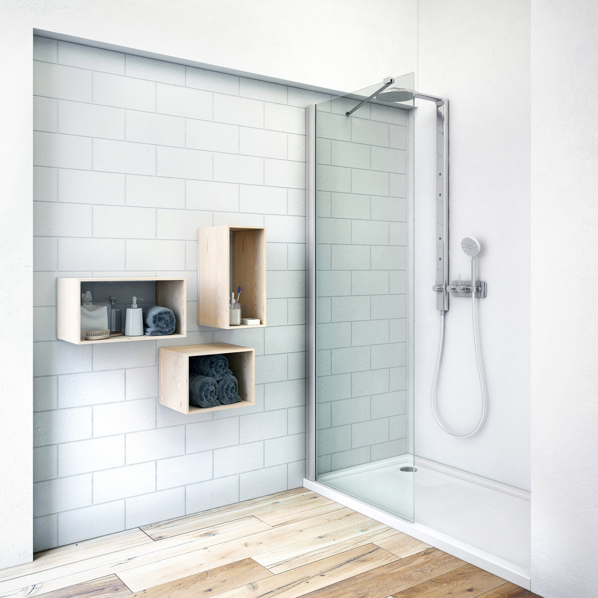 Изображение товара Душевая стенка Roth Tower Line TBS/800, 80 см, без дверей, прозрачное стекло, алюминиевый профиль