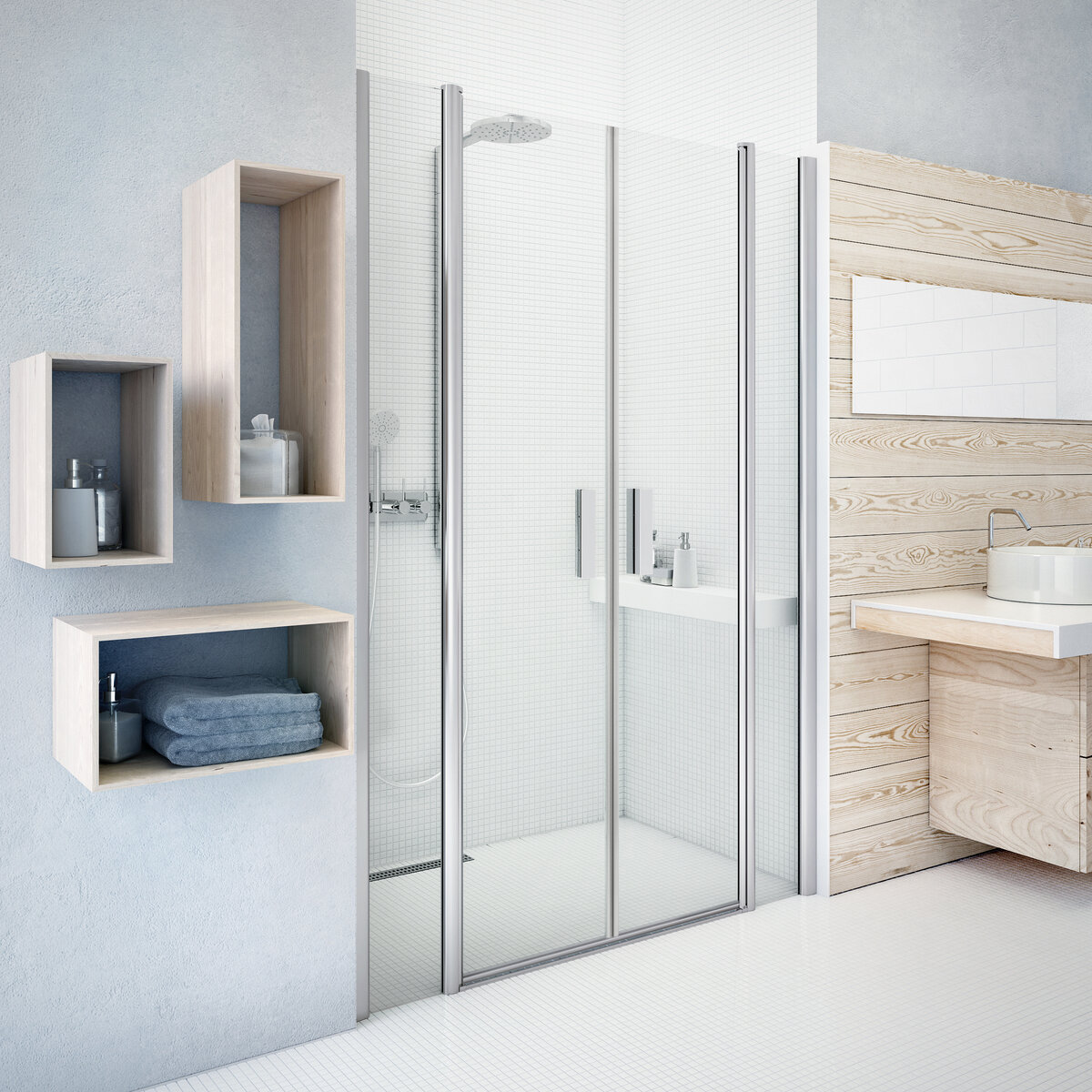 Изображение товара Душевая дверь Roth Tower Line TDN2/1500 146-151 см прозрачное стекло