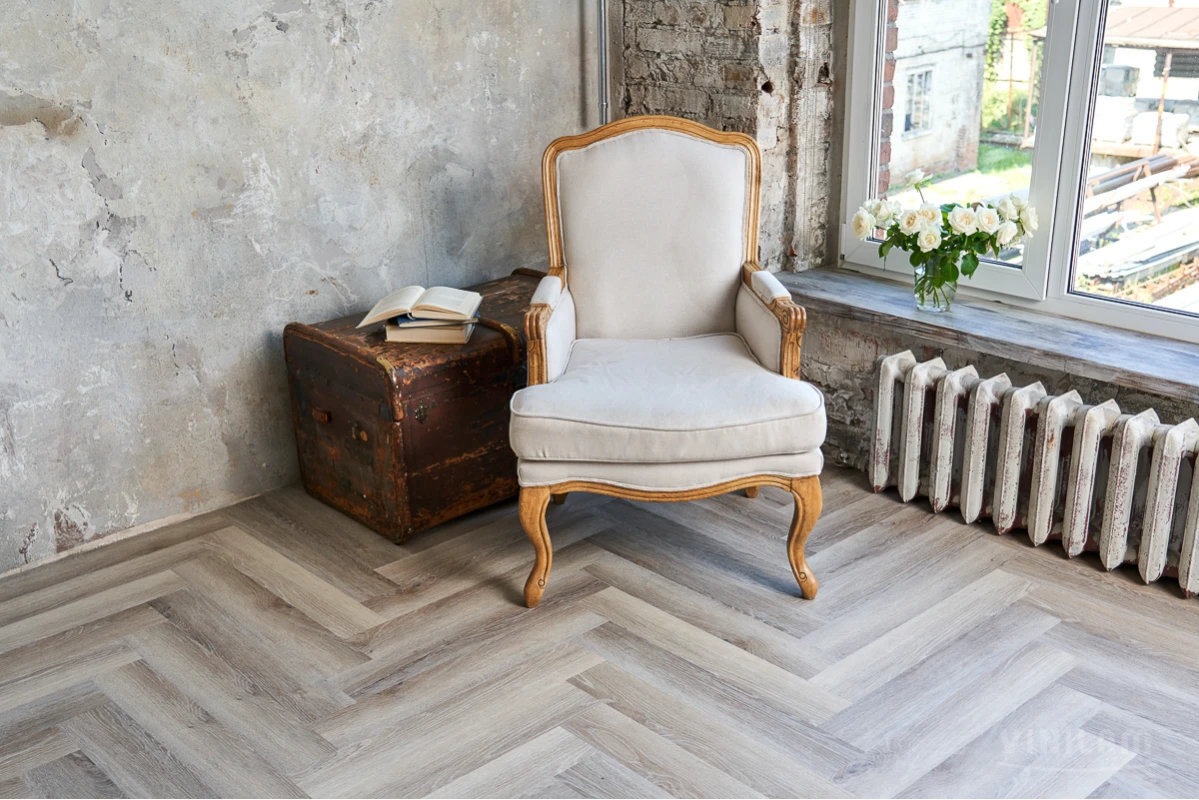 Изображение товара Виниловый ламинат Vinilam Parquet Herringbone Эрмитаж GD11122 клеевой 15,24х76,2 см