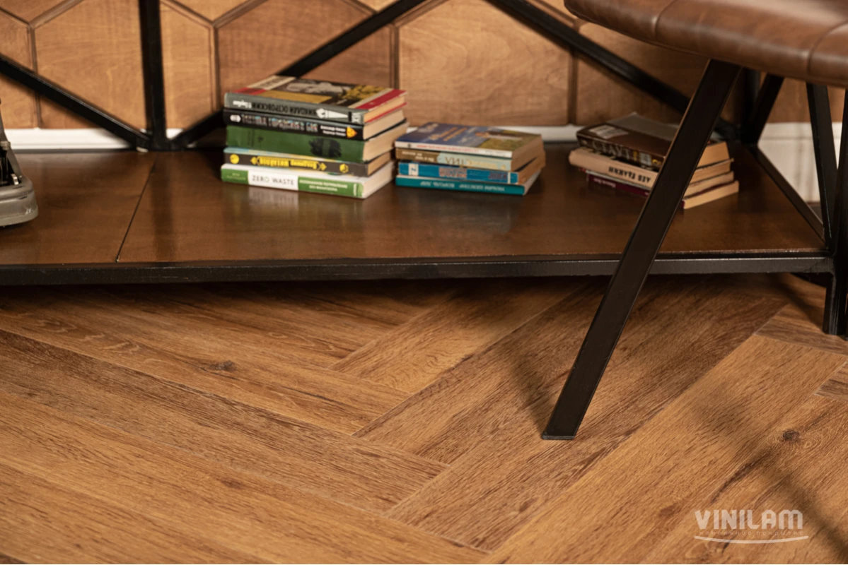 Изображение товара Виниловый ламинат Vinilam Parquet Herringbone GD11210, клеевой, 15,24x76,2 см