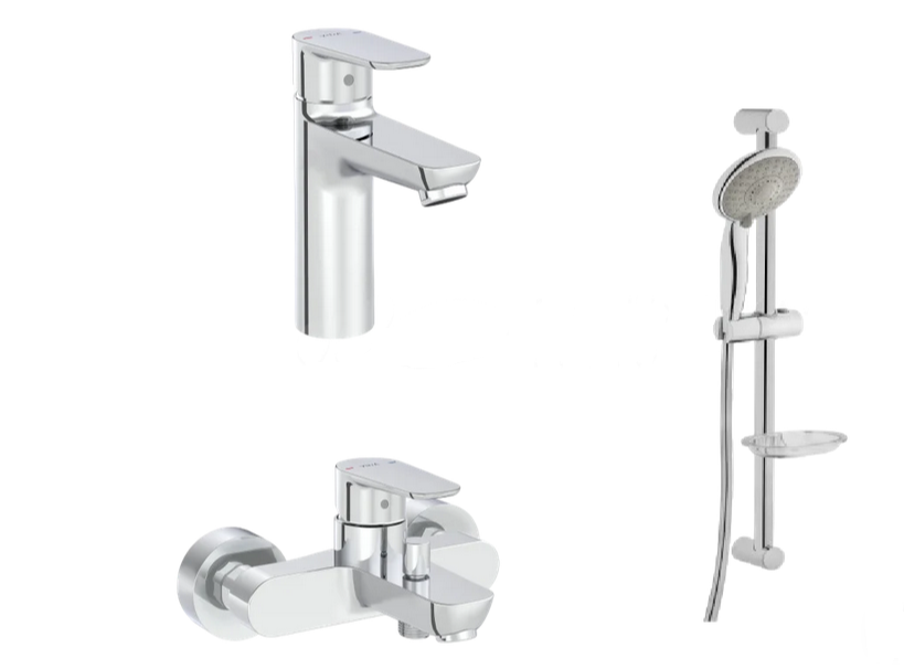 Изображение товара Комплект смесителей Vitra Flow Soft A42301EXP для ванной и раковины хром