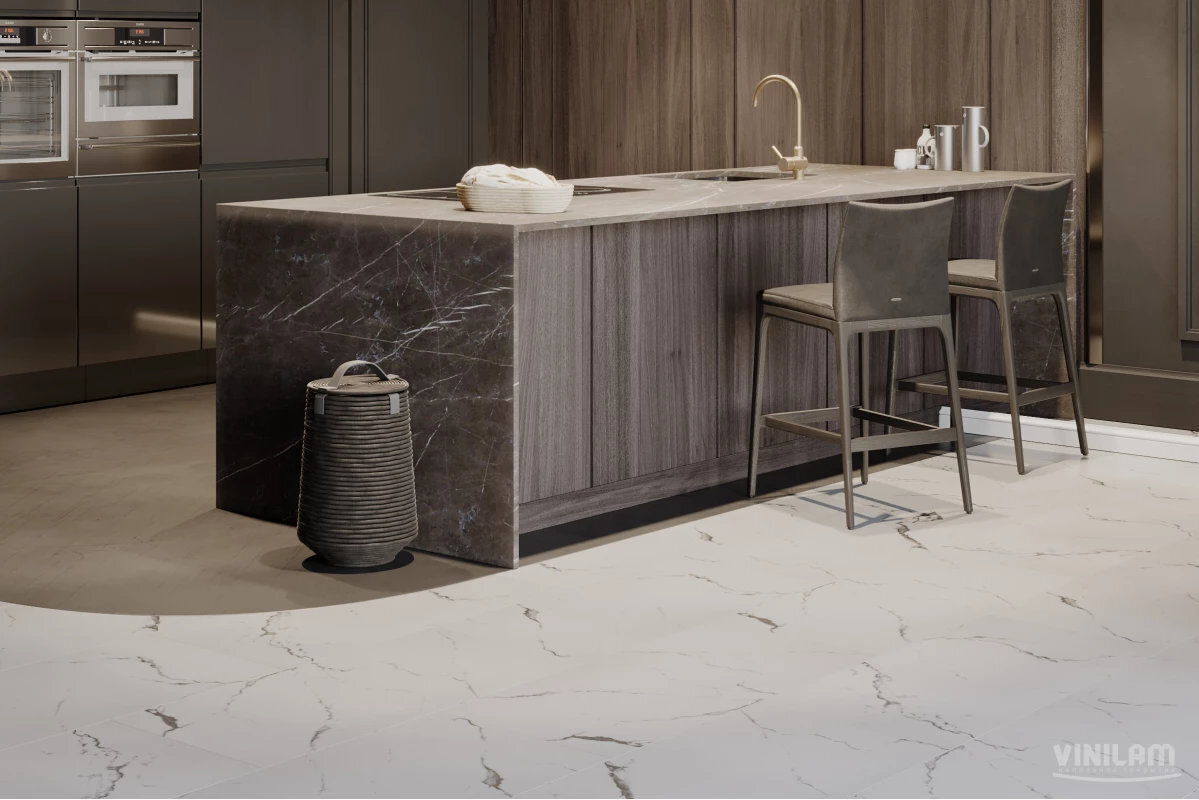 Изображение товара Виниловый ламинат Vinilam Ceramo Stone Glue Итальянский Мрамор 83444, плитка 48 х 95 см, клеевой Изображение товара Виниловый ламинат Vinilam Ceramo Stone Glue Итальянский Мрамор 83444, плитка 48 х 95 см, клеевой