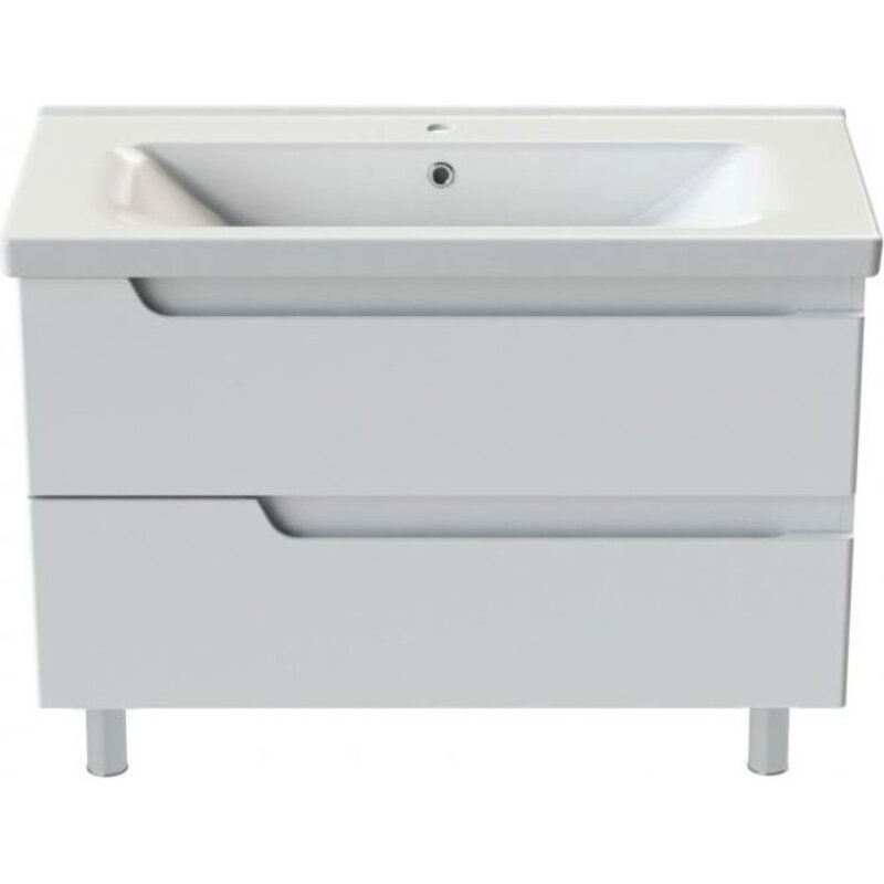 Изображение товара Тумба с раковиной Orange Topline-Milano TMR100+RA, 100 см, напольная, белый глянец