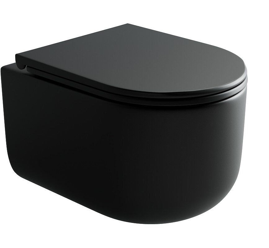 Изображение товара Подвесной унитаз Ceramicanova Ulma, CN4006MB, безободковый, крышка-сиденье микролифт, черный матовый, сантехфарфор Изображение товара Подвесной унитаз Ceramicanova Ulma, CN4006MB, безободковый, крышка-сиденье микролифт, черный матовый, сантехфарфор