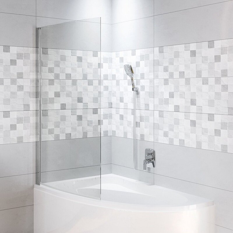 Изображение товара Душевая шторка на ванну Riho Novik Z108 Lyra 90 см распашная стекло хром