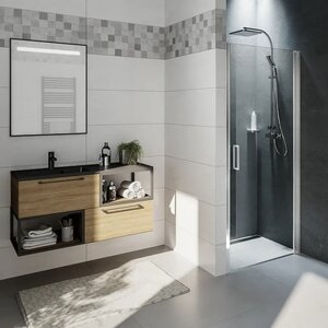 Изображение товара Душевая дверь Riho Novik Z101, G003001120, 80 см, стекло прозрачное, профиль хром