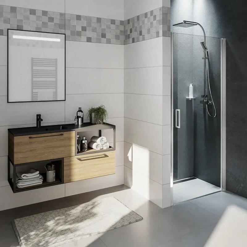 Изображение товара Душевая дверь Riho Novik Z101 90 см стекло прозрачное профиль хром распашная