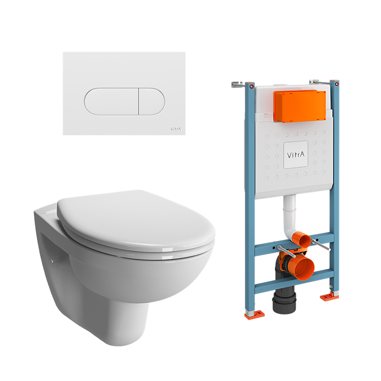 Изображение товара Инсталляция с унитазом VitrA Normus L-box 9773B003-7207, сиденье стандарт, клавиша белая Изображение товара Инсталляция с унитазом VitrA Normus L-box 9773B003-7207, сиденье стандарт, клавиша белая