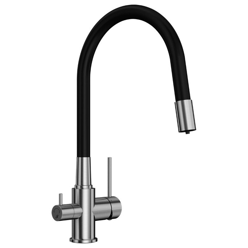 Изображение товара Смеситель Elghansa Kitchen Pure Water 56F5216-Steel — гибкий излив, фильтр