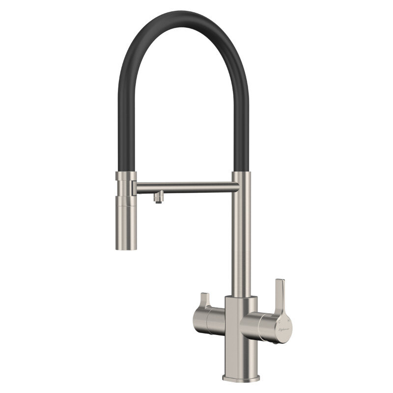 Изображение товара Смеситель Elghansa Kitchen Pure Water 56F5511-Steel для кухонной мойки, с гибким изливом, с подключением к фильтру, цвет нержавеющая сталь