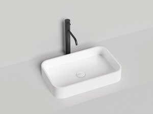 Изображение товара Раковина накладная Salini Callista 01, 1101204SM, 54,5 х 34,5 х 10 см, из искусственного камня S-Stone, белый матовый