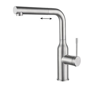 Изображение товара Смеситель Elghansa Stainless Steel 56A1926-Steel для кухонной мойки, с выдвижным изливом, цвет нержавеющая сталь