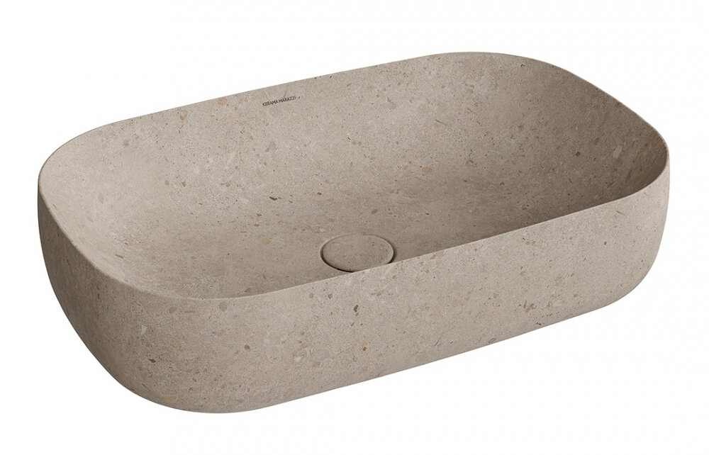 Изображение товара Раковина Kerama Marazzi Magica MA.wb.65.STB, 65 см, керамика, накладная, с донным клапаном, бежевый камень