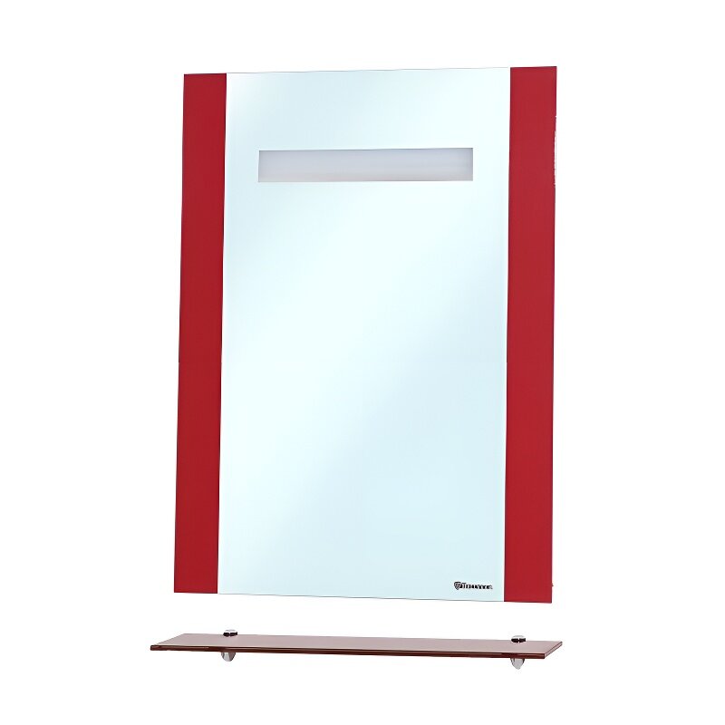 Изображение товара Зеркало Bellezza Берта 4610715050038, 90 x 80 см, LED-подсветка, с полкой, цвет красный
