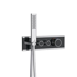 Изображение товара Смеситель для душа Teska Shine, SH2002, термостатический, с душевым гарнитуром, цвет хром/черное стекло