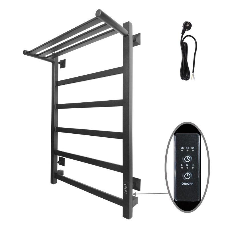 Изображение товара Полотенцесушитель электрический Altasan ПарусПроф8050ПЧМ с полкой черный муар 80x50 см