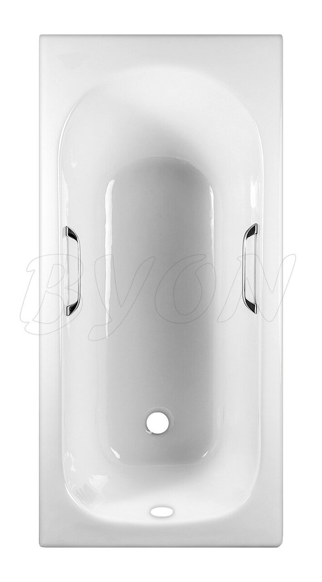 Изображение товара Чугунная ванна Byon B13 150x70 см белая с ручками и антискользящим покрытием