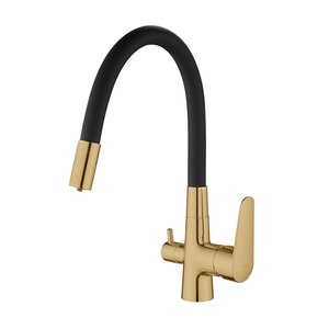 Изображение товара Смеситель Esko Coral CL03GB для кухонной мойки, с гибким изливом, с подключением к фильтру, цвет золото/черный