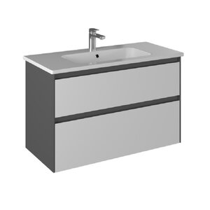 Изображение товара Тумба под раковину Briz Бари 222 03-18100-11 00 ГРФ 100 см подвесная белый матовый/графит