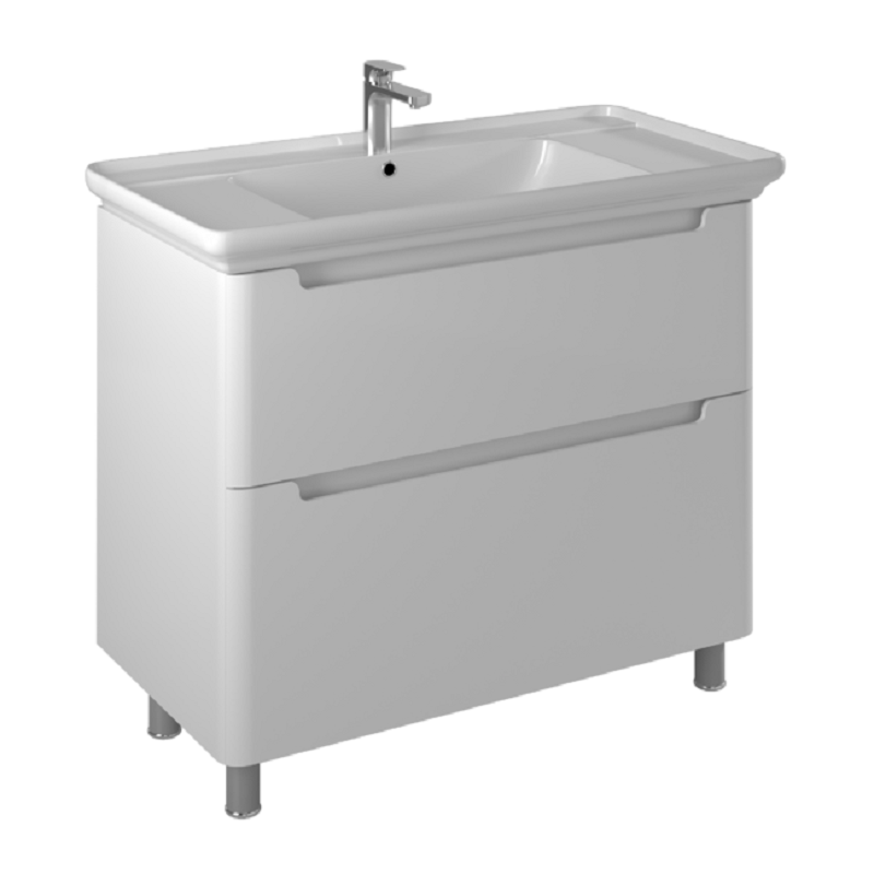 Изображение товара Тумба под раковину Briz Альби 235 97.1 см белая напольная с ящиками и системой BLUMOTION