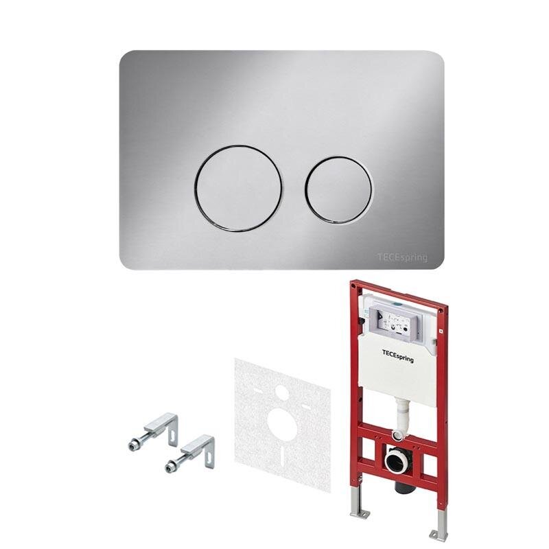 Изображение товара Инсталляция для унитаза 4 в 1 TECEspring Sl S955302, клавиша смыва нержавеющая сталь, сатин