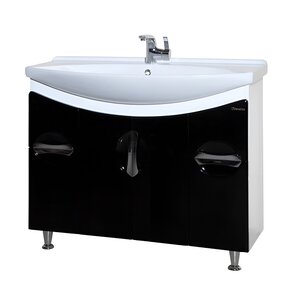 Изображение товара Тумба под раковину Bellezza Лагуна 105 см напольная черная МДФ ЛДСП