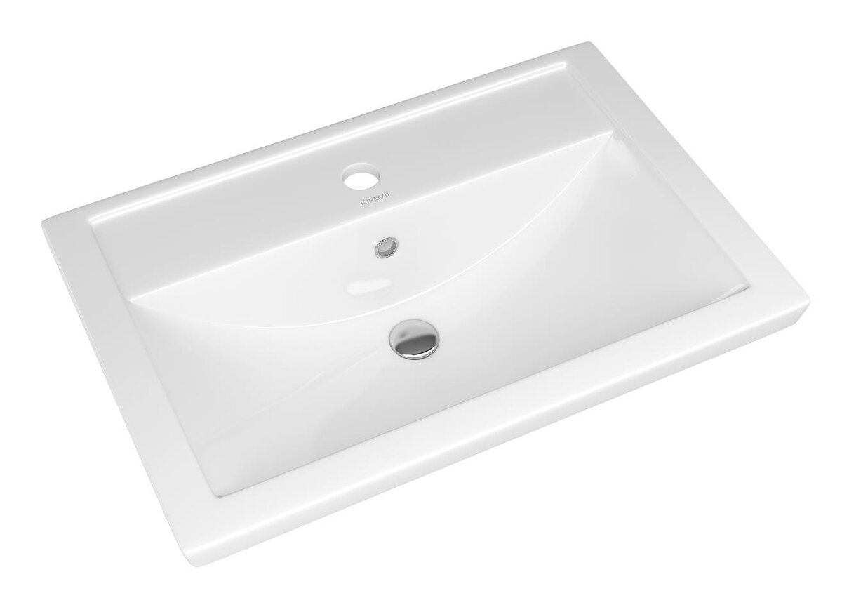 Изображение товара Раковина Opadiris Kirovit Фостер 70 см из фаянса белая, с переливом, для углового монтажа