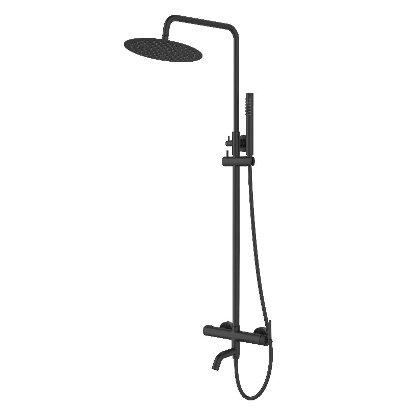 Изображение товара Душевая система Esko Bangkok Black ST250BGB с телескопической стойкой и лейками