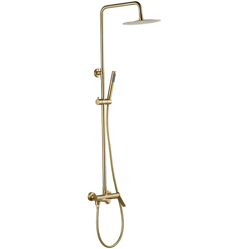 Изображение товара Душевая система Esko Shanghai Gold ST1425SHAGold с выдвижной стойкой и латунным смесителем