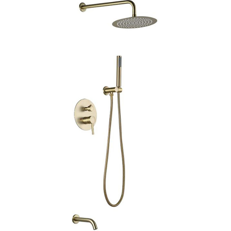 Изображение товара Душевая система Esko Set 7in1 Gold с верхним душем и ручной лейкой хром