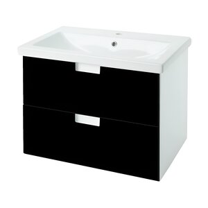 Изображение товара Тумба под раковину Bellezza Пегас 60 см подвесная черная с ящиками