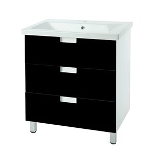 Изображение товара Тумба под раковину Bellezza Пегас 4630413140046, 80 см, напольная, цвет черный/белый
