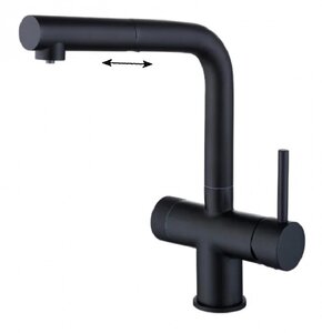 Изображение товара Смеситель для кухонной мойки Emar Steel ЕС - 7026 Black, с выдвижным изливом, с подключением к фильтру, цвет black