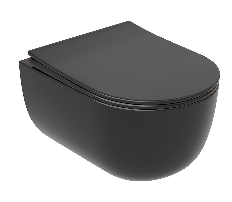Изображение товара Подвесной безободковый унитаз Ceramicanova Modena Rimless 35.5х49 см черный матовый