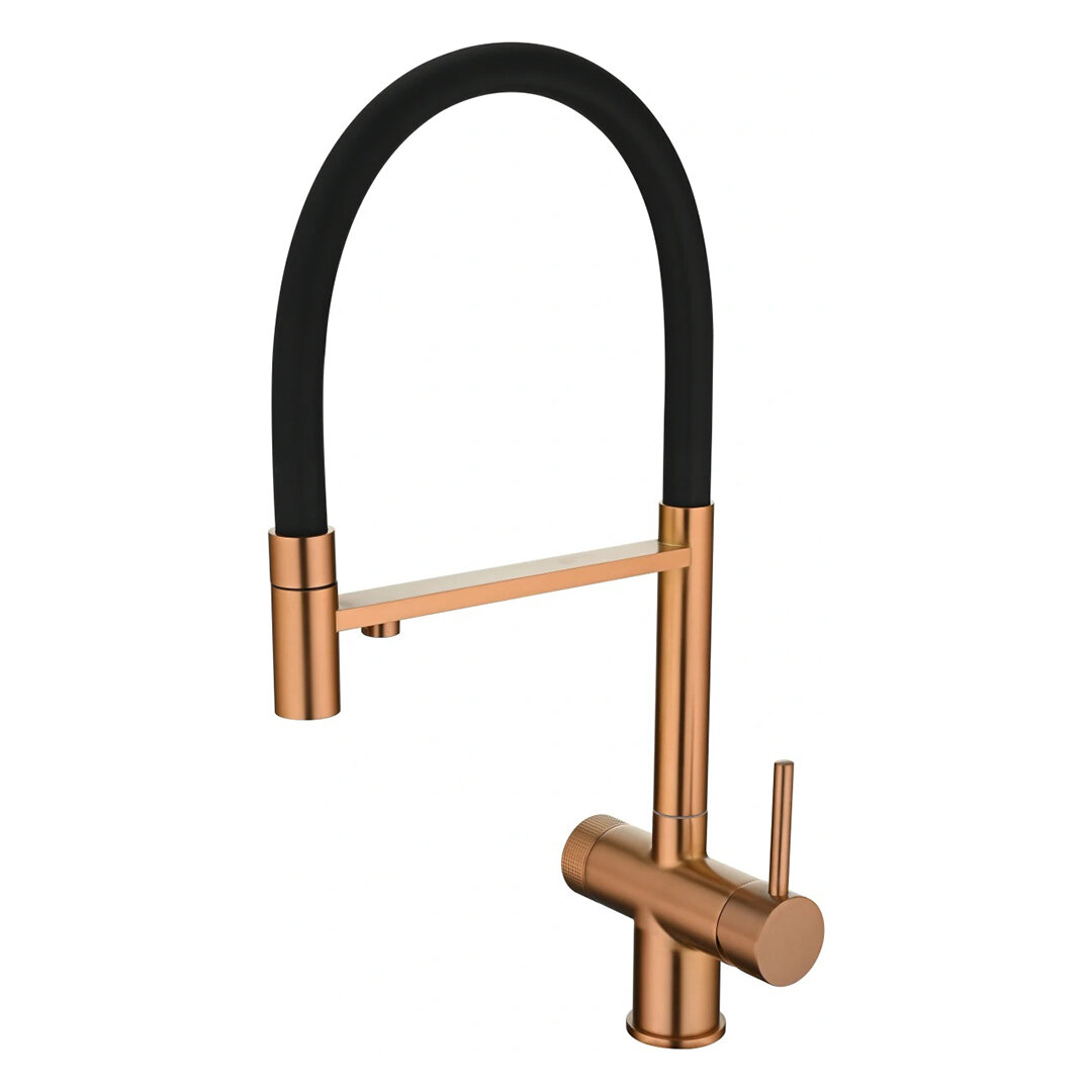 Изображение товара Смеситель для кухонной мойки Emar PVD ЕС - 7024 PVD Coppery, с гибким изливом, с подключением к фильтру, цвет медь/черный