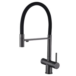 Изображение товара Смеситель для кухонной мойки Emar PVD ЕС - 7024 PVD Dark, латунь, с гибким изливом, с подключением к фильтру, цвет dark/черный