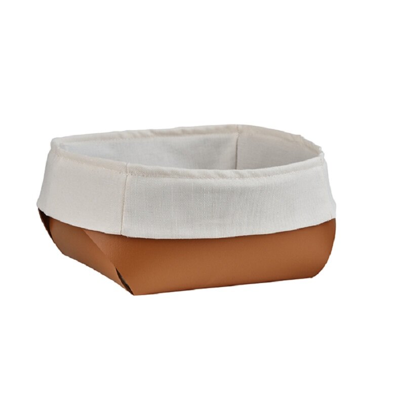 Изображение товара Корзина для хлеба ADJ 0037.09/30 20х20 см, кожаная, коньяк/бордо