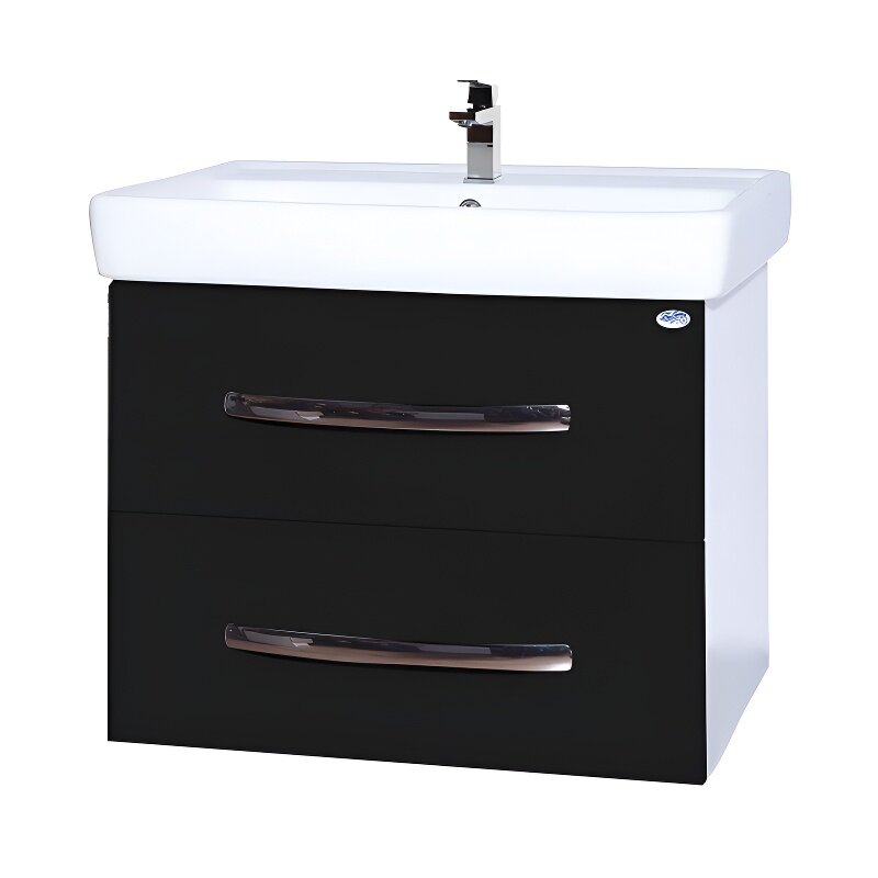 Изображение товара Подвесная тумба под раковину Bellezza Рокко 70 см черный/белый влагостойкая Италия
