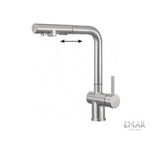Изображение товара Смеситель для кухонной мойки Emar Steel ЕСВ 7020 сатин, с выдвижным изливом, с подключением к фильтру, цвет сатин