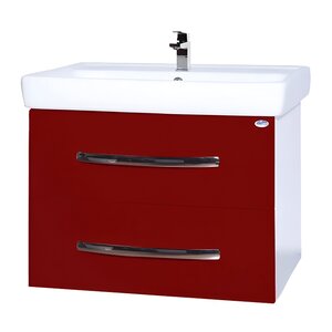 Изображение товара Тумба под раковину Bellezza Рокко 4635313670037, 80 см, подвесная, цвет красный/белый