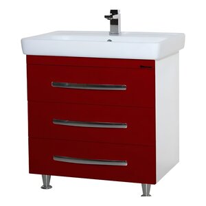 Изображение товара Тумба под раковину Bellezza Рокко 4635313660038, 80 см, напольная, цвет красный/белый