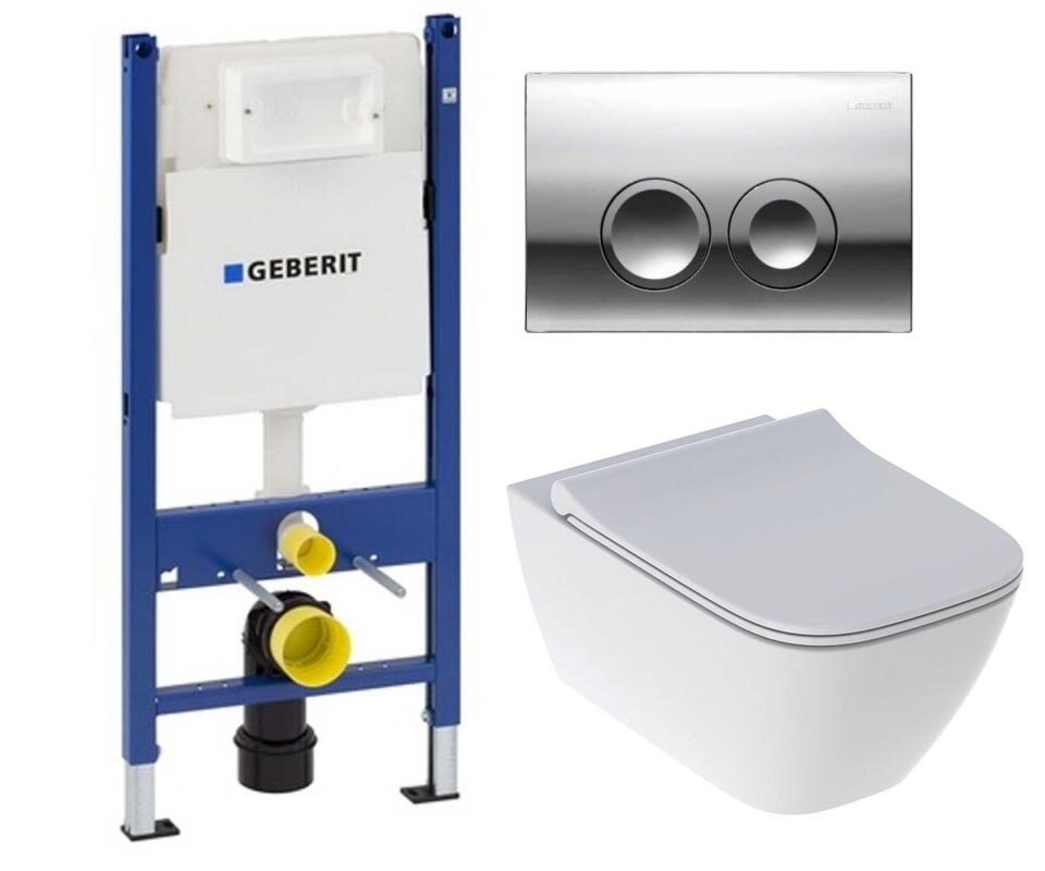 Изображение товара Инсталляция Geberit с безободковым унитазом Smyle Square 500.685.01.1 Rimfree