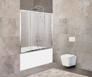 Изображение товара Шторка для ванны BelBagno Unique с раздвижными дверями, стекло 5 мм, хром