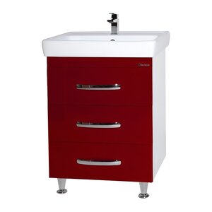 Изображение товара Тумба под раковину Bellezza Рокко 4633706660030, 50 см, напольная, цвет красный/белый