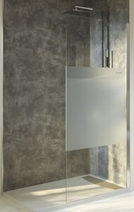 Изображение товара Душевая стенка Jacob Delafon Contra E22WD120-GA, 120 см, свободный вход, профиль хром, стекло прозрачное с матовой полосой
