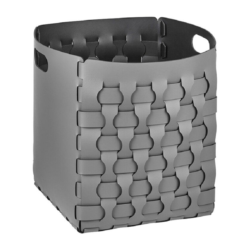 Изображение товара Стильная кожаная корзина ADJ Bottega для хранения 35x35 см серый черный