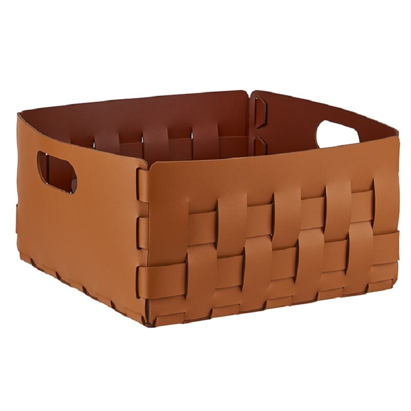 Изображение товара Корзина для белья ADJ Bottega 1045.09/30, кожа, 35x35 см, коньяк/бордо