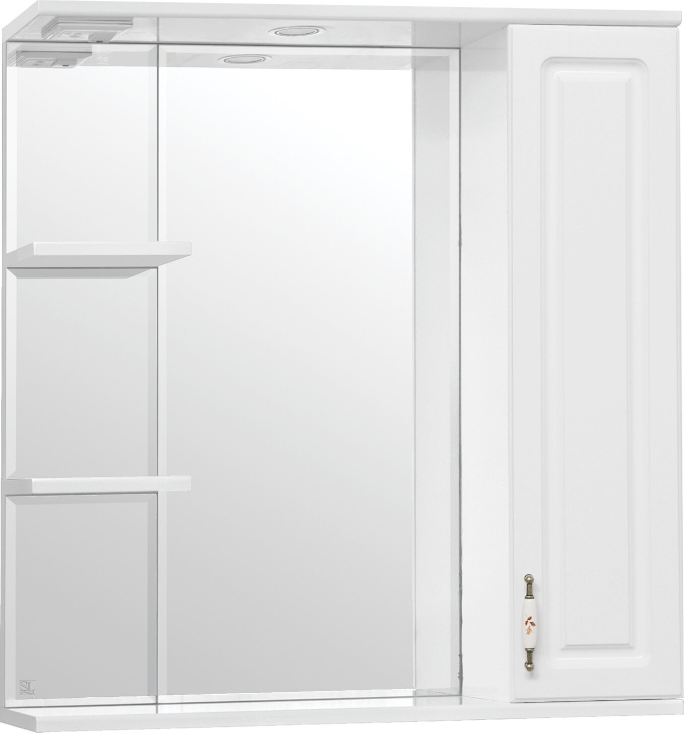 Изображение товара Зеркало-шкаф Style Line Олеандр-2 75/С ЛС-00000051 Люкс, 75 см, правое, подвесное, белое Изображение товара Зеркало-шкаф Style Line Олеандр-2 75/С ЛС-00000051 Люкс, 75 см, правое, подвесное, белое
