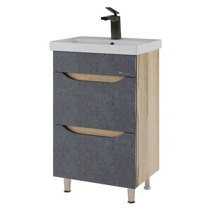Изображение товара Тумба под раковину Bellezza Слим 4636506110422, 50 см, напольная, цвет натуральный дуб/серый